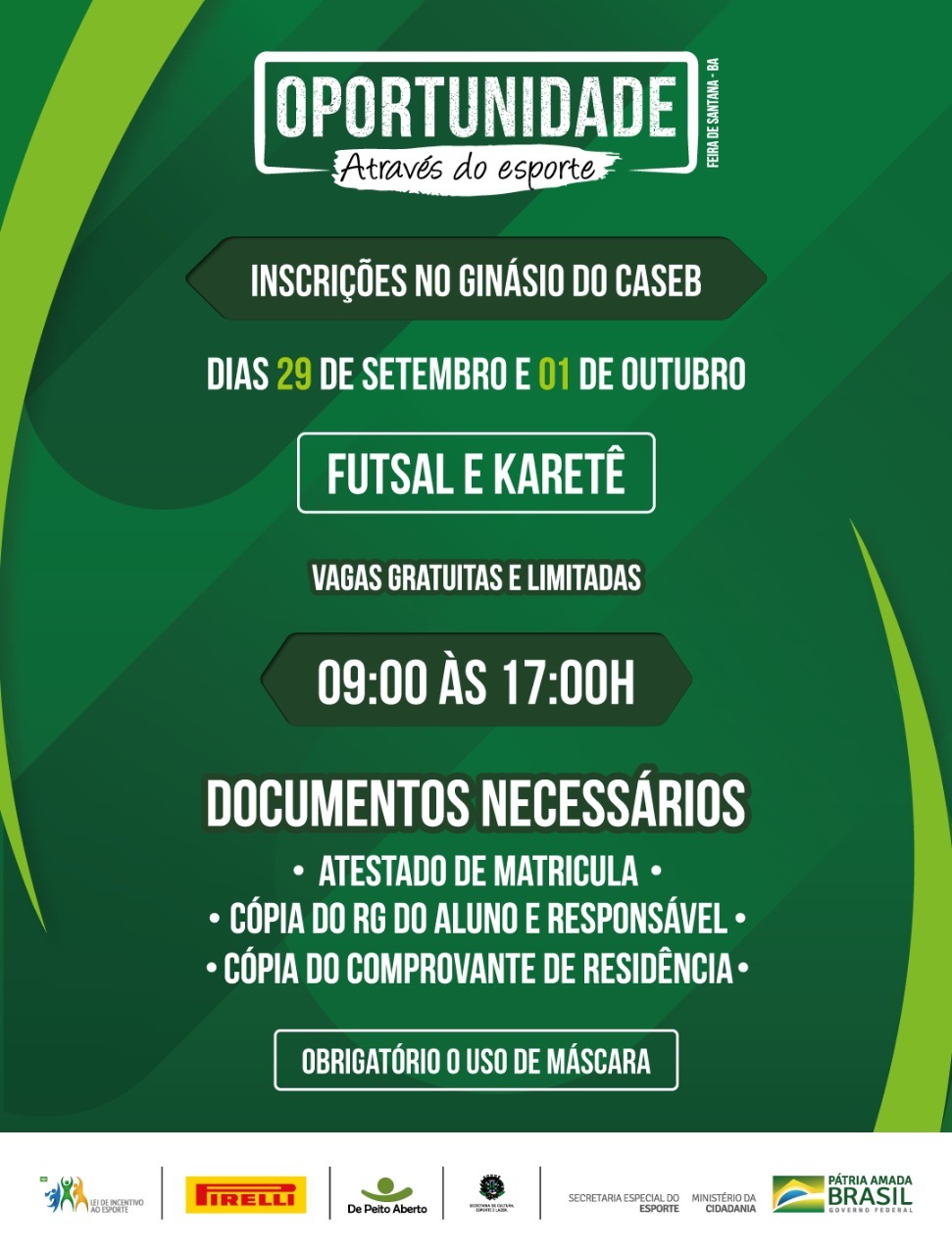  Projeto Oportunidade Através do Esporte abre vagas para aulas gratuitas de futsal e karatê em Feira de Santana