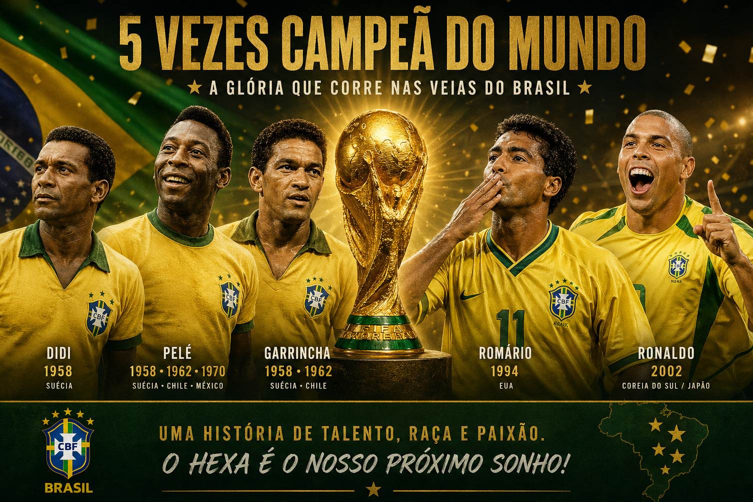 As conquistas da seleção brasileira na Copa do Mundo