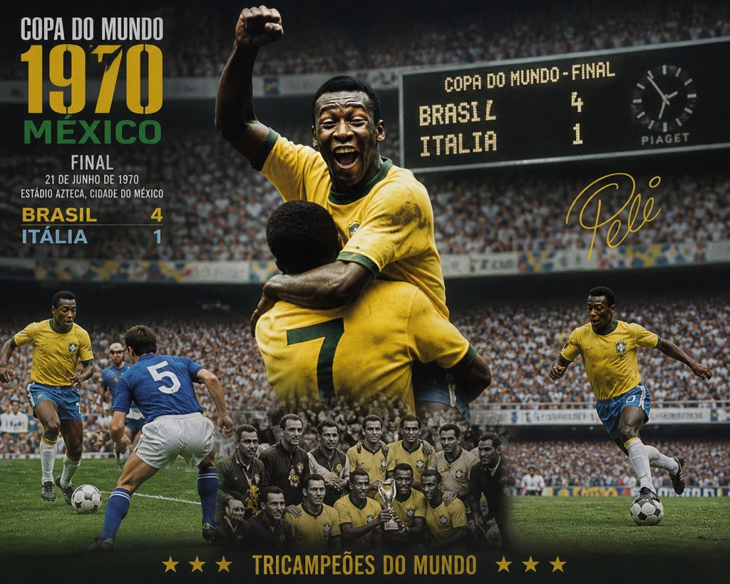 Brasil bate a Itália na final da Copa de 1970