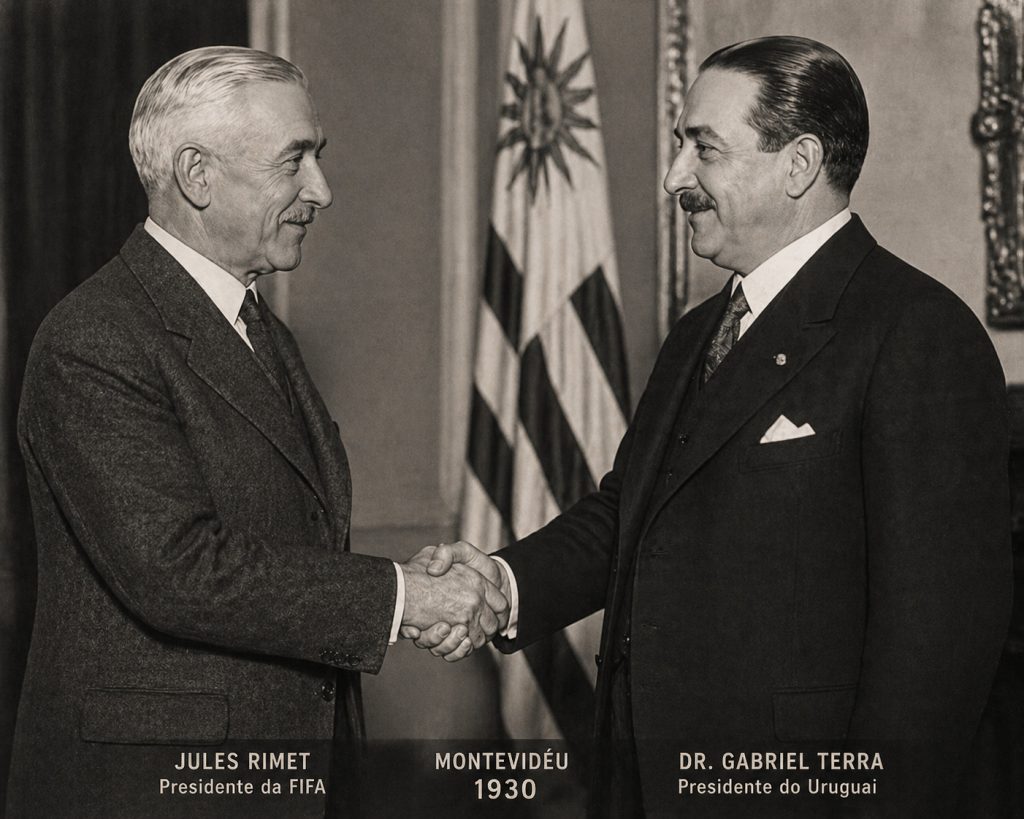 Jules Rimet ao lado do presidente do Uruguai